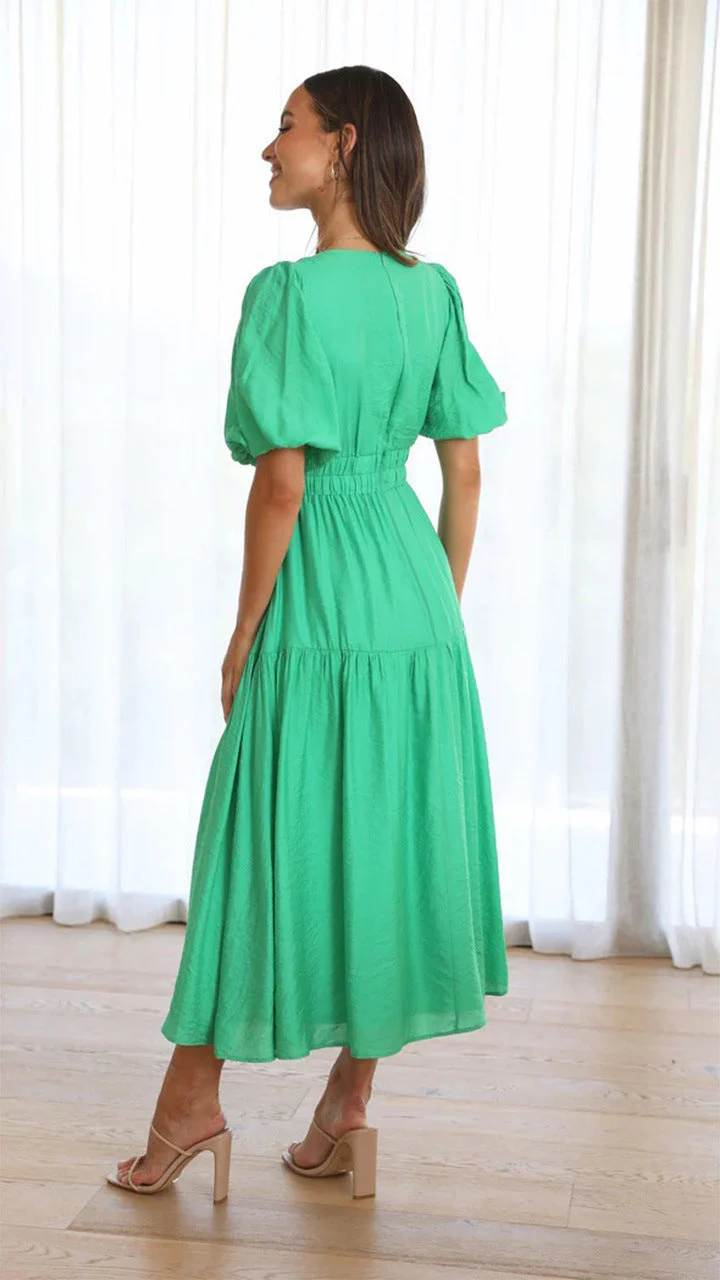 Nancy® | V-Neck Dress With Puff Sleeves - Image 13