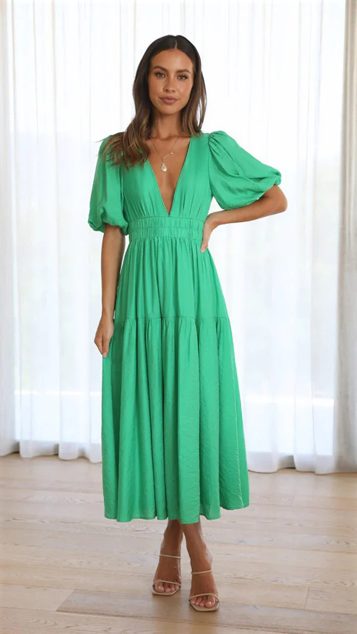 Nancy® | V-Neck Dress With Puff Sleeves - Image 2