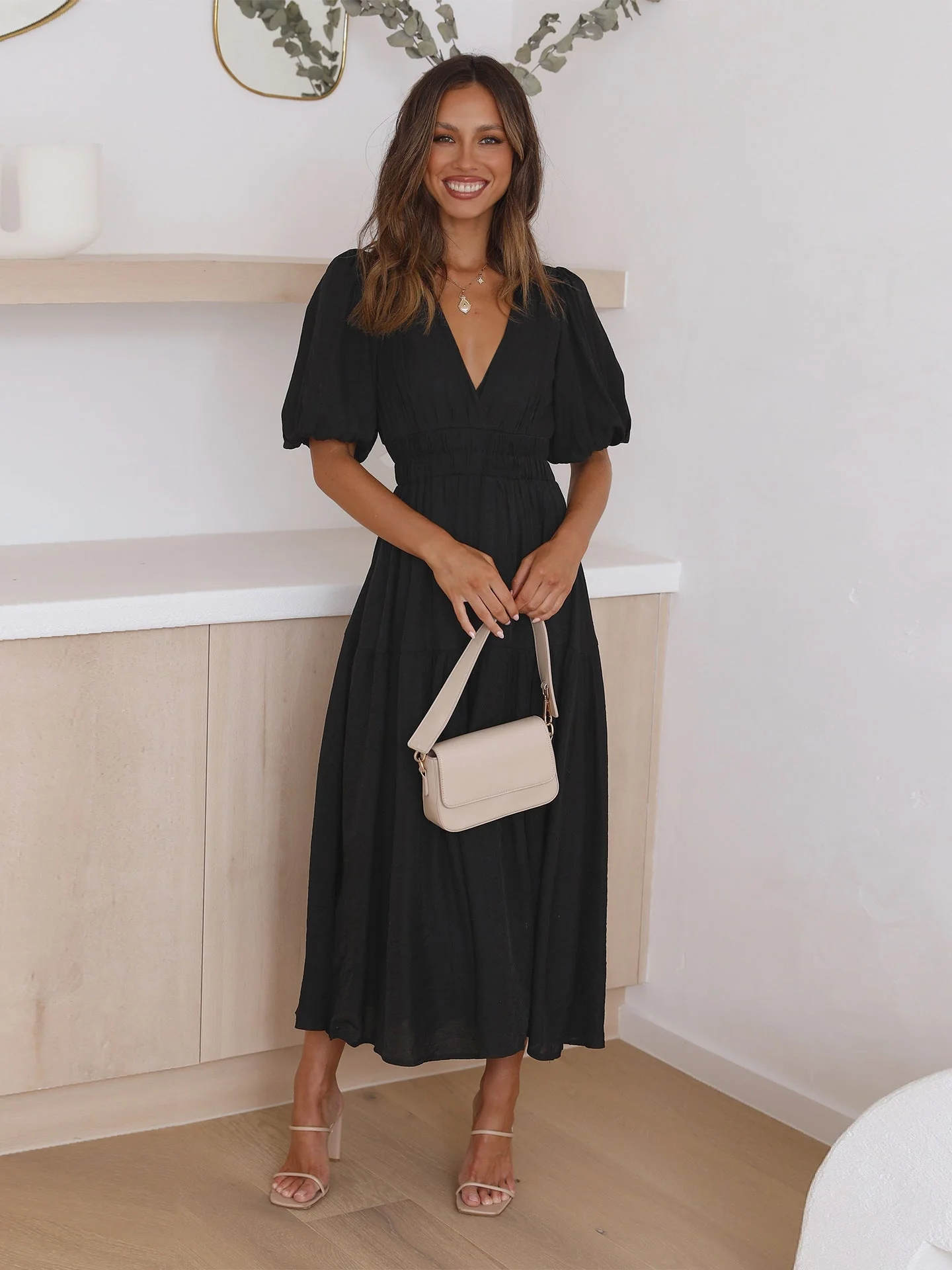 Nancy® | V-Neck Dress With Puff Sleeves - Image 3