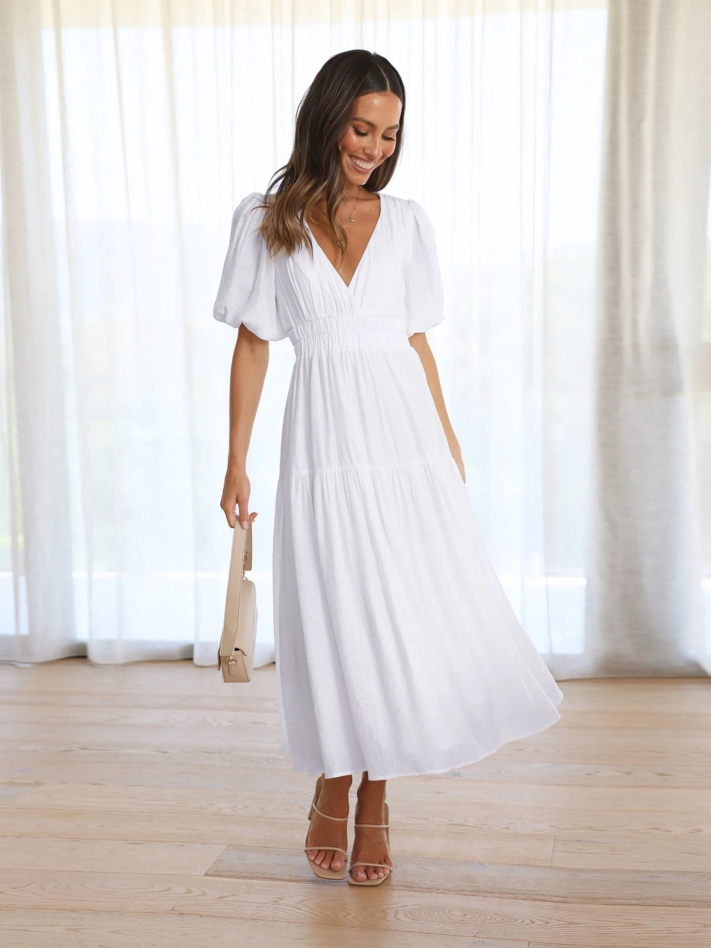 Nancy® | V-Neck Dress With Puff Sleeves - Image 5