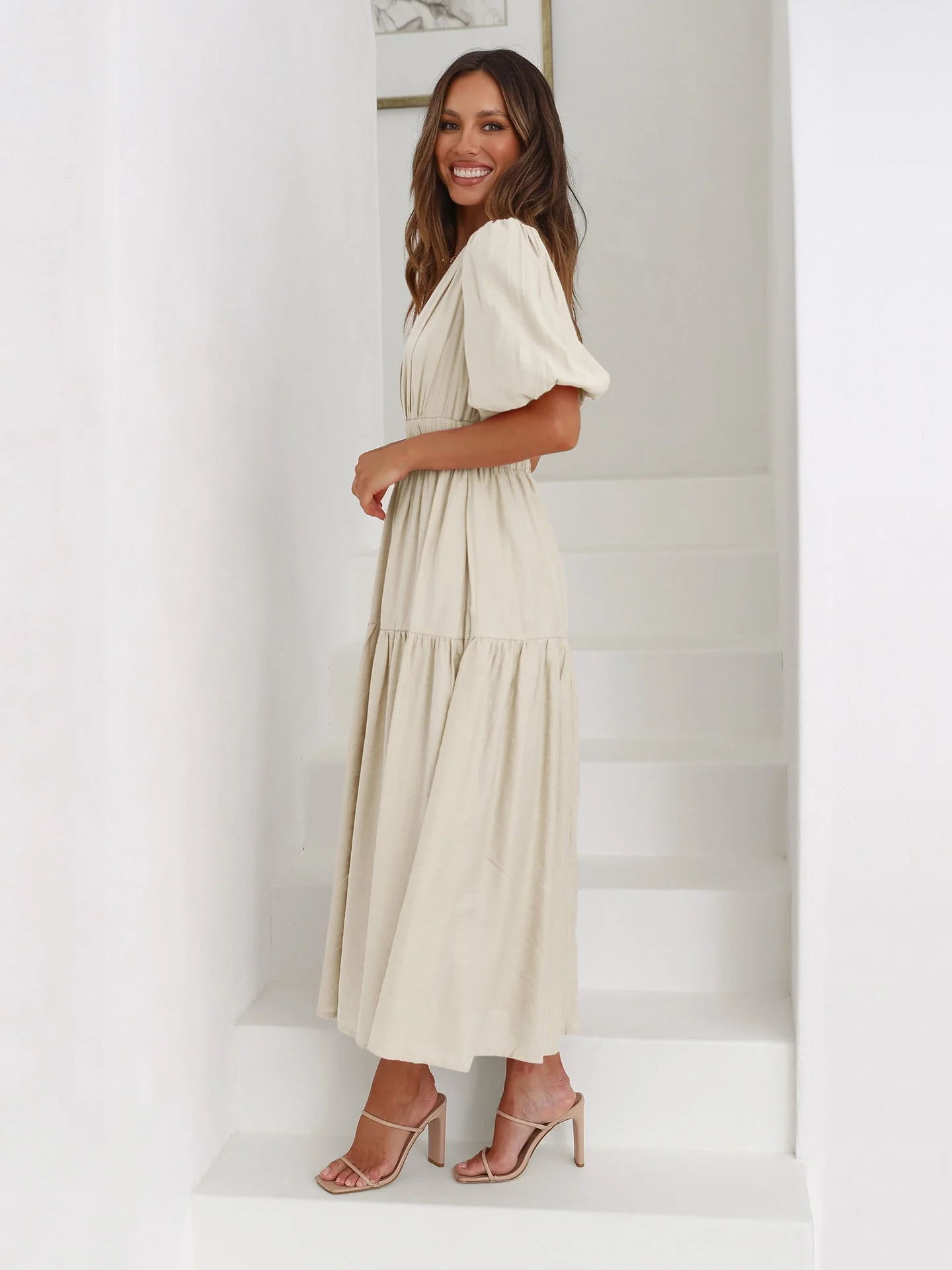 Nancy® | V-Neck Dress With Puff Sleeves - Image 7