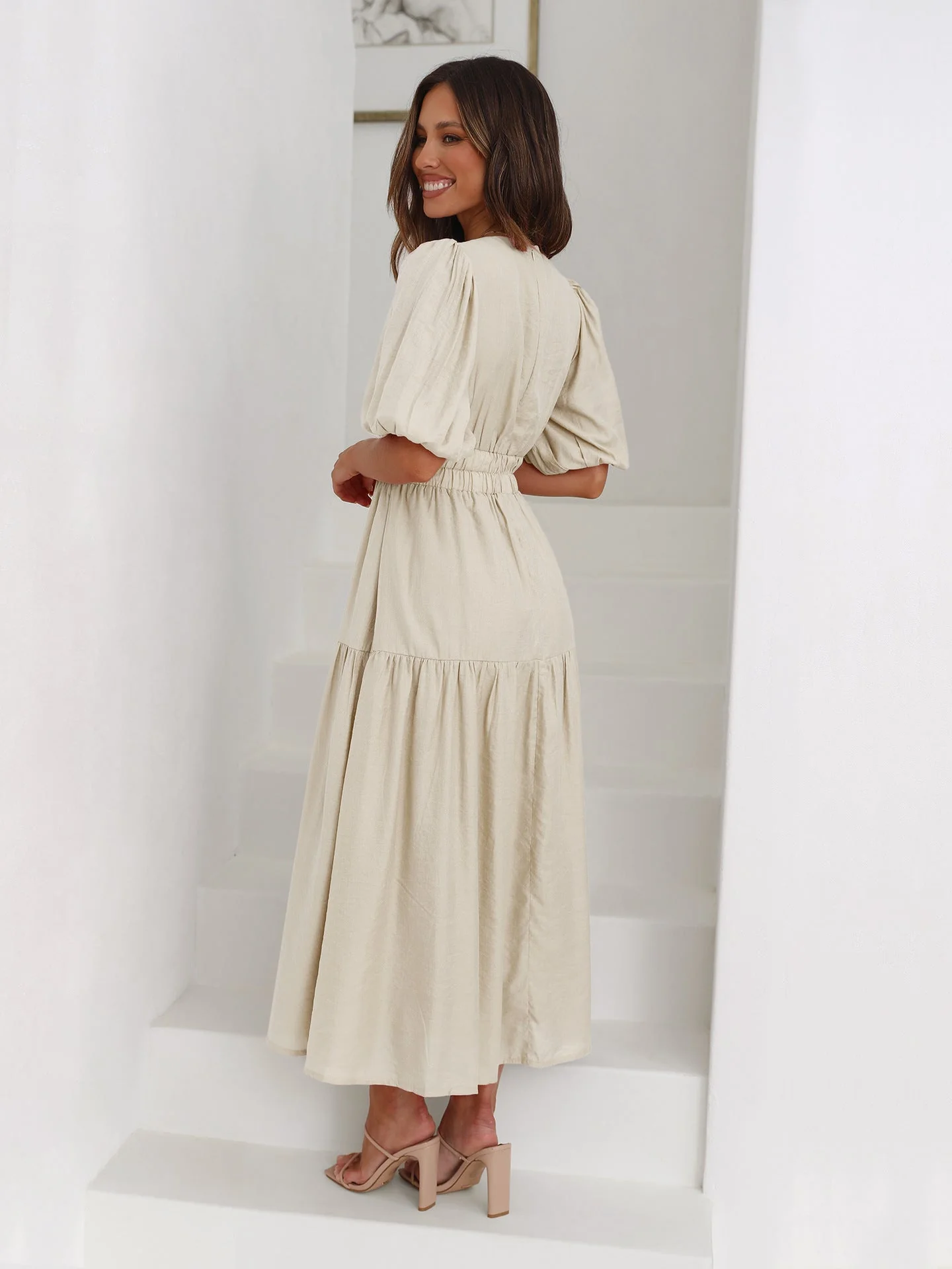 Nancy® | V-Neck Dress With Puff Sleeves - Image 8
