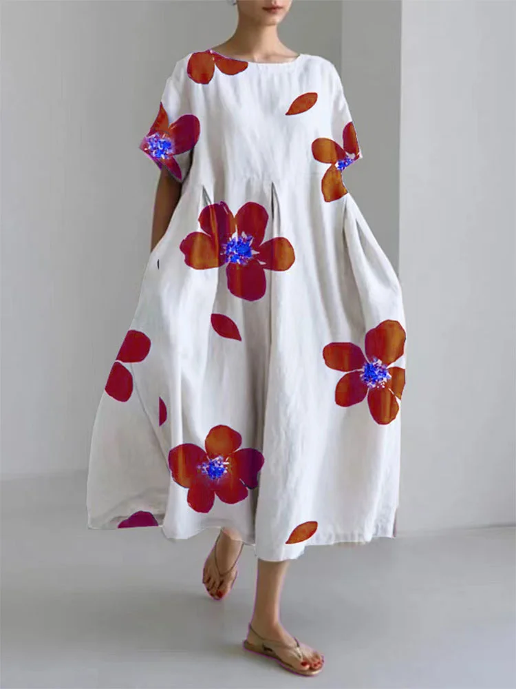 Nanda® | Women'S Casual Loose Round Neck Floral Dress For Spring And Summer - Image 2