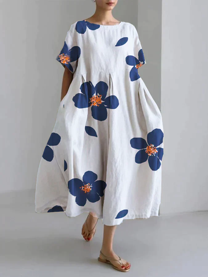 Nanda® | Women'S Casual Loose Round Neck Floral Dress For Spring And Summer - Image 3