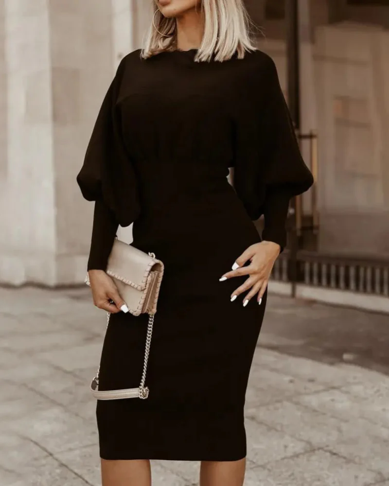 Naomi® | Elegant Midi Dress With Puff Sleeves