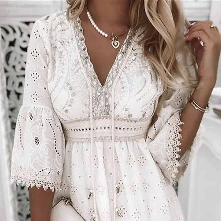 Natalia® | Boho Lace Short Dress - Image 2