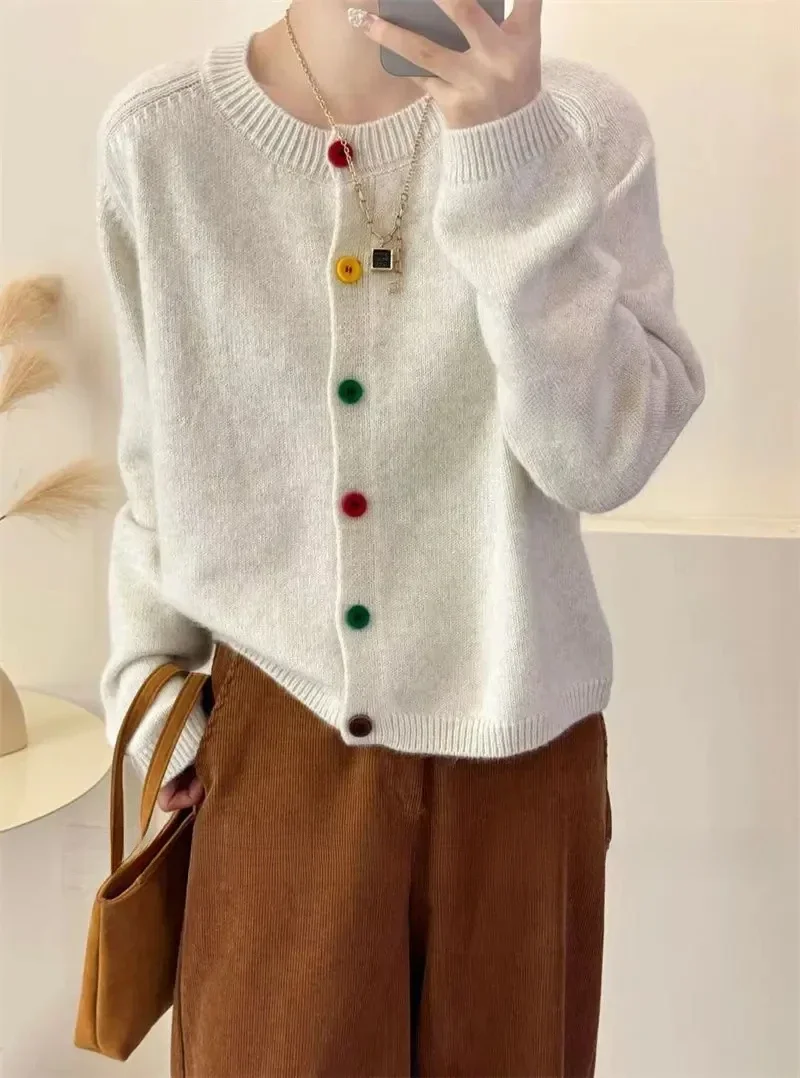 Natalia | Colorful knotted knitted coat for women - Image 2