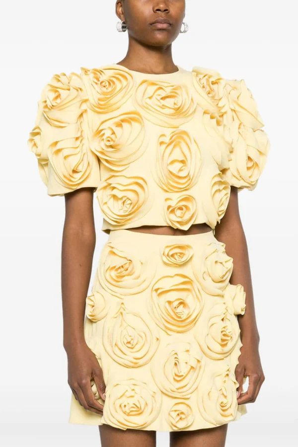 Natalia® | Puff-Shoulder Floral Skirt Set - Image 3