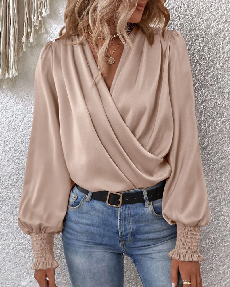 Natasha® | Elegant Long-Sleeved V-Neck Blouse - Image 2