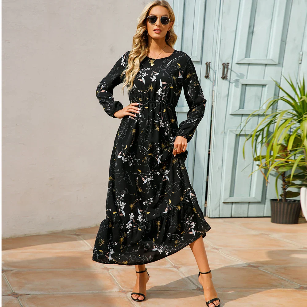 Natasha® | Women'S Bohemian Floral Chiffon Maxi Dress With Long Sleeves - Image 10