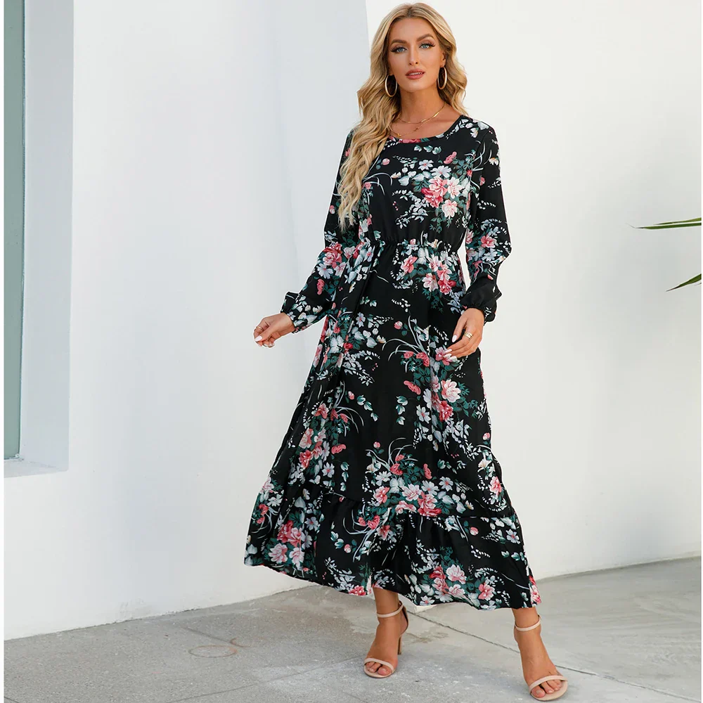 Natasha® | Women'S Bohemian Floral Chiffon Maxi Dress With Long Sleeves - Image 12