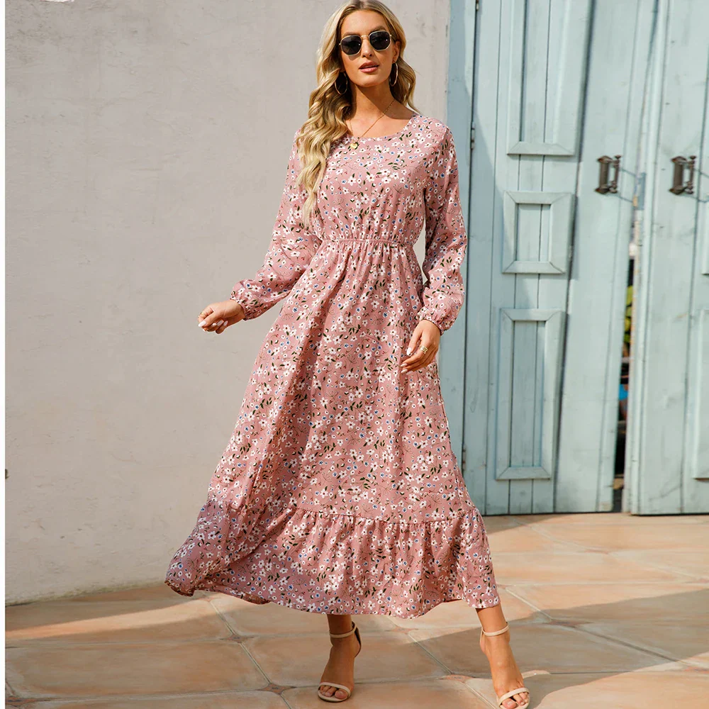 Natasha® | Women'S Bohemian Floral Chiffon Maxi Dress With Long Sleeves - Image 9