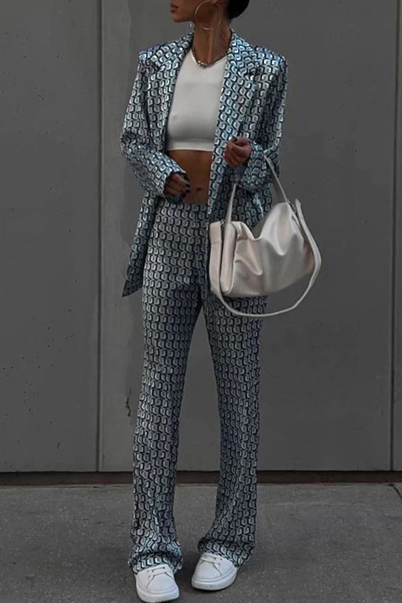 Natividad | Casual Street Animal Print Patchwork Turndown Collar Long Sleeve Two Piece Suit