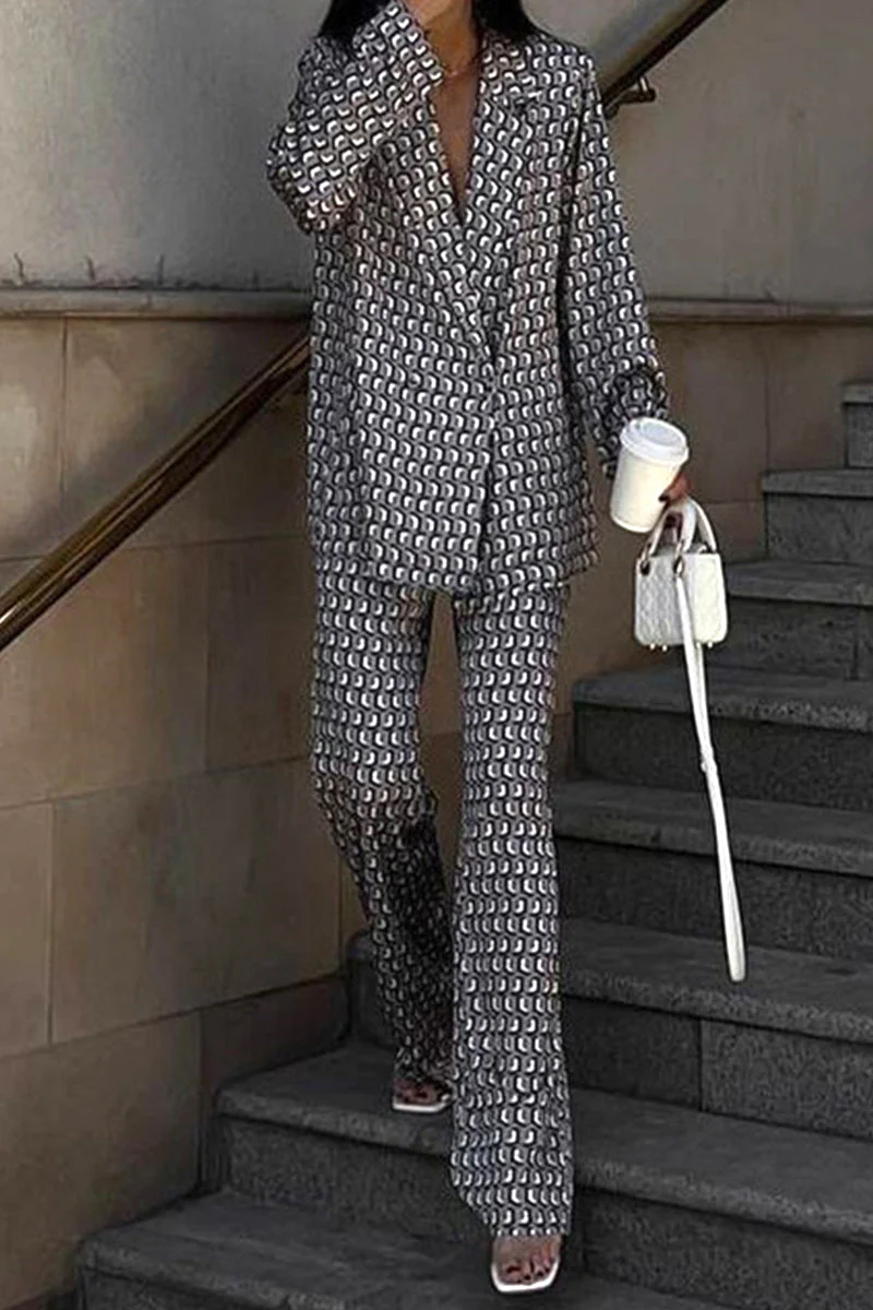 Natividad | Casual Street Animal Print Patchwork Turndown Collar Long Sleeve Two Piece Suit - Image 2
