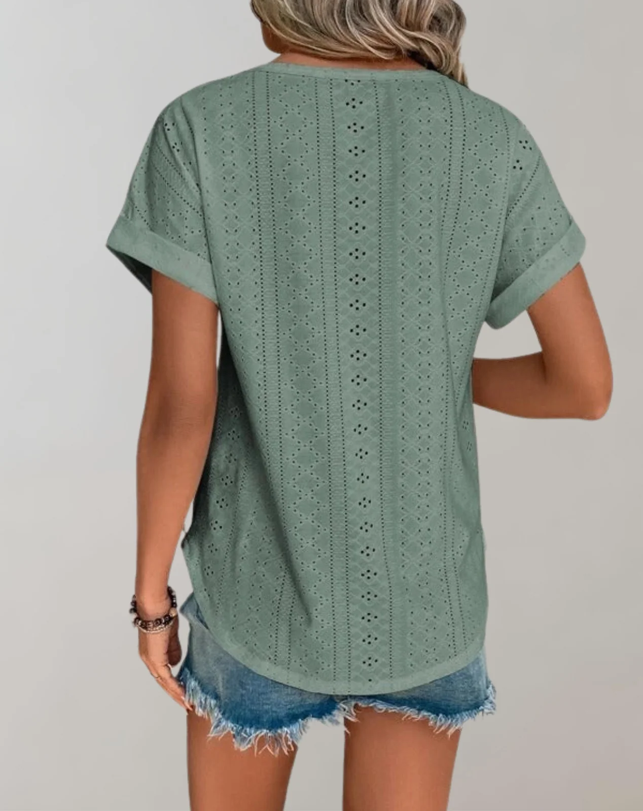 Natividad® | Casual Summer Blouse With Eyelet Embroidery Elegant Top With Eyelet Embroidery - Image 2