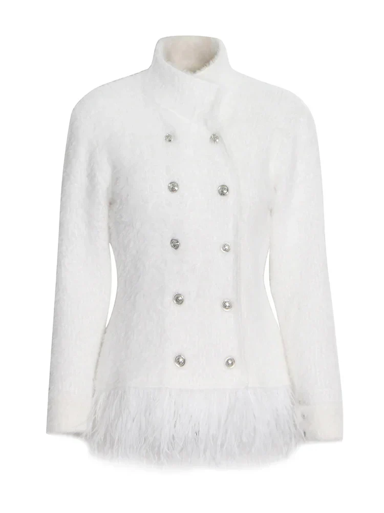 Natividad | Patchwork blazer with feather accessories - Image 4