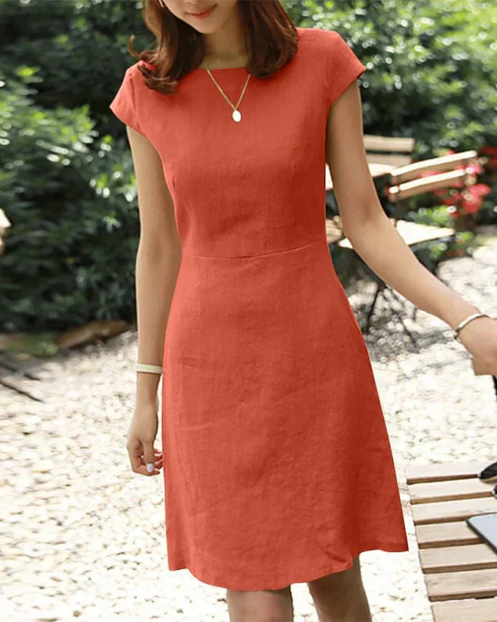 Natividad® | Plain Cotton And Linen Dress