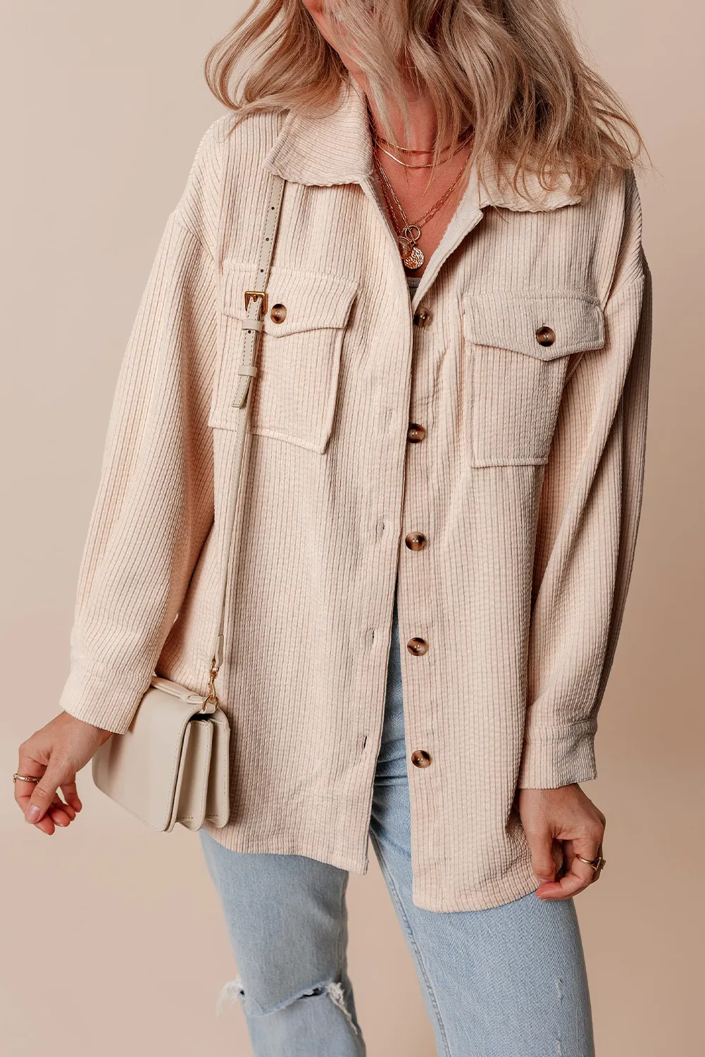 Nayeli | Buttoned, low shoulder jacket with pockets - Image 2