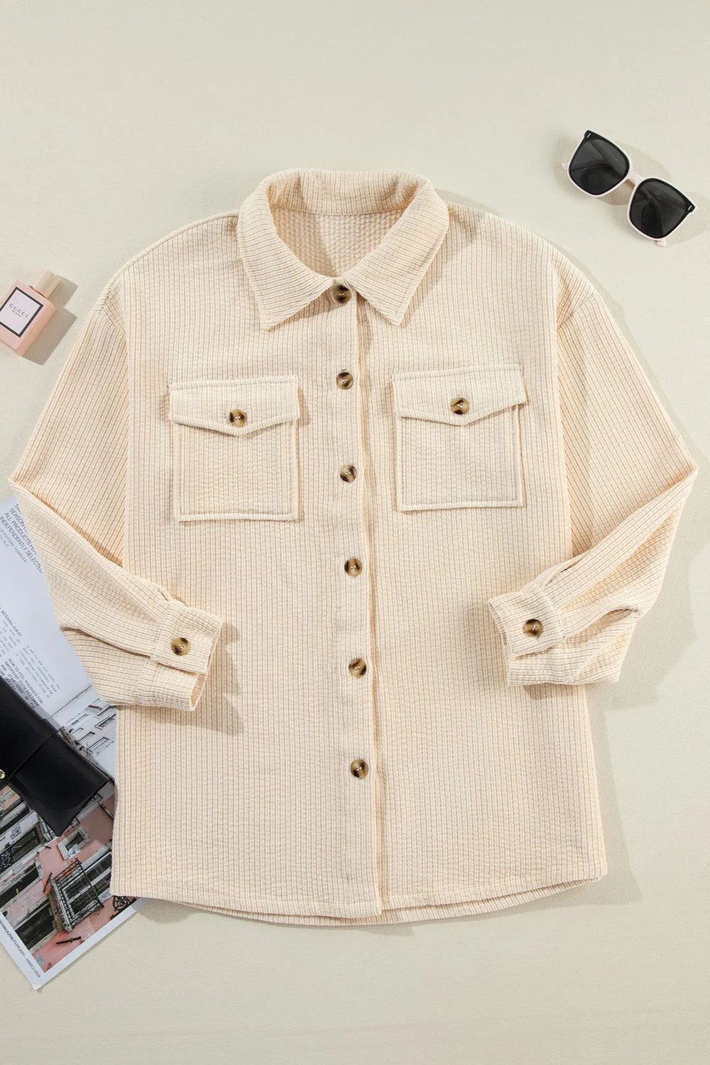Nayeli | Buttoned, low shoulder jacket with pockets - Image 5
