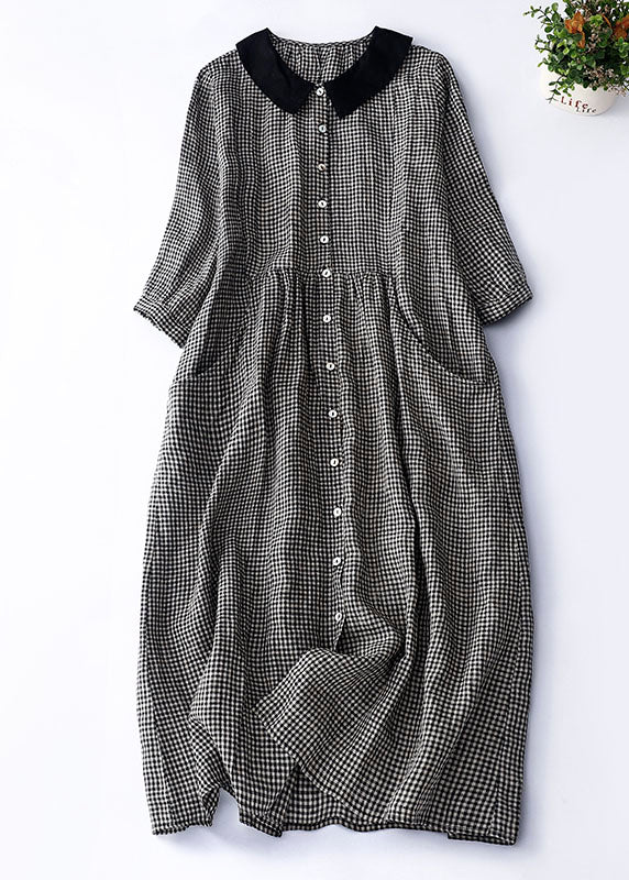 Nélida® | Black Checked Peter Pan Collar Dress - Image 5