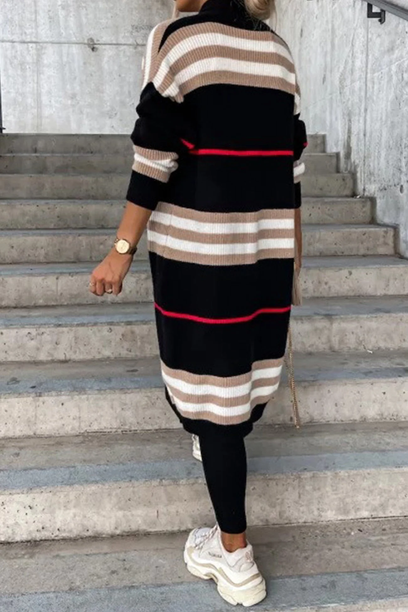 Nerea | Contrasting striped cardigan with an open front - Image 15
