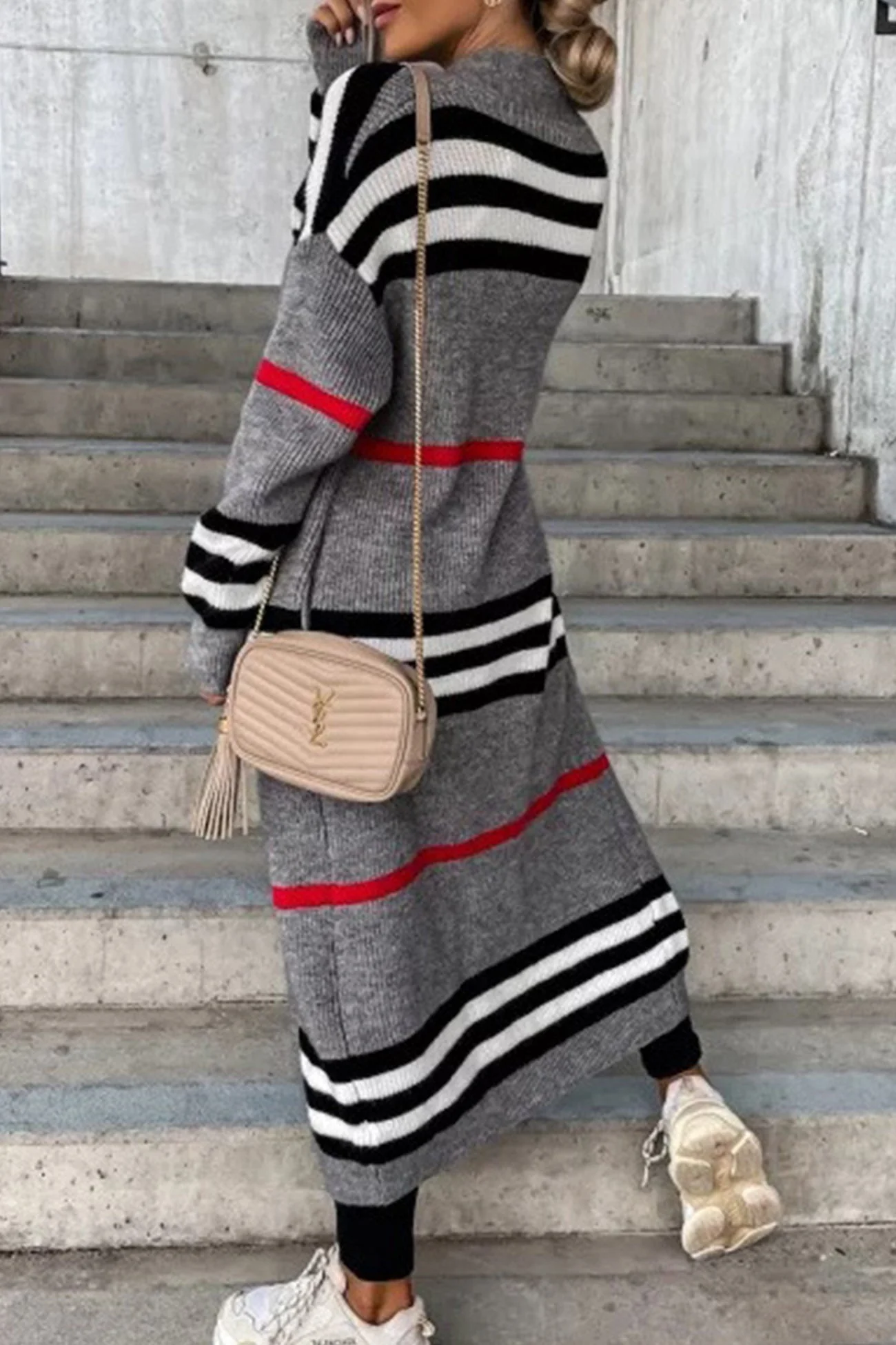 Nerea | Contrasting striped cardigan with an open front - Image 2