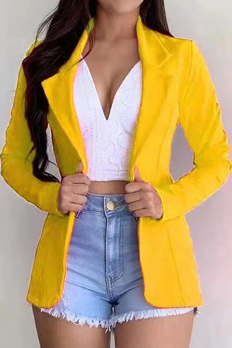 Nerea | Fashionable, casual, solid color cardigan with turn-down collar - Image 6