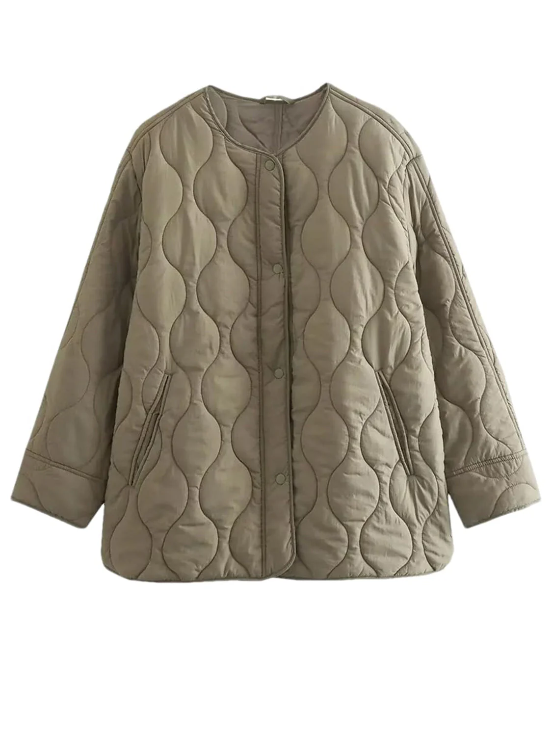 Nerea | Quilted winter coat with snap buttons and a crew neck - Image 3