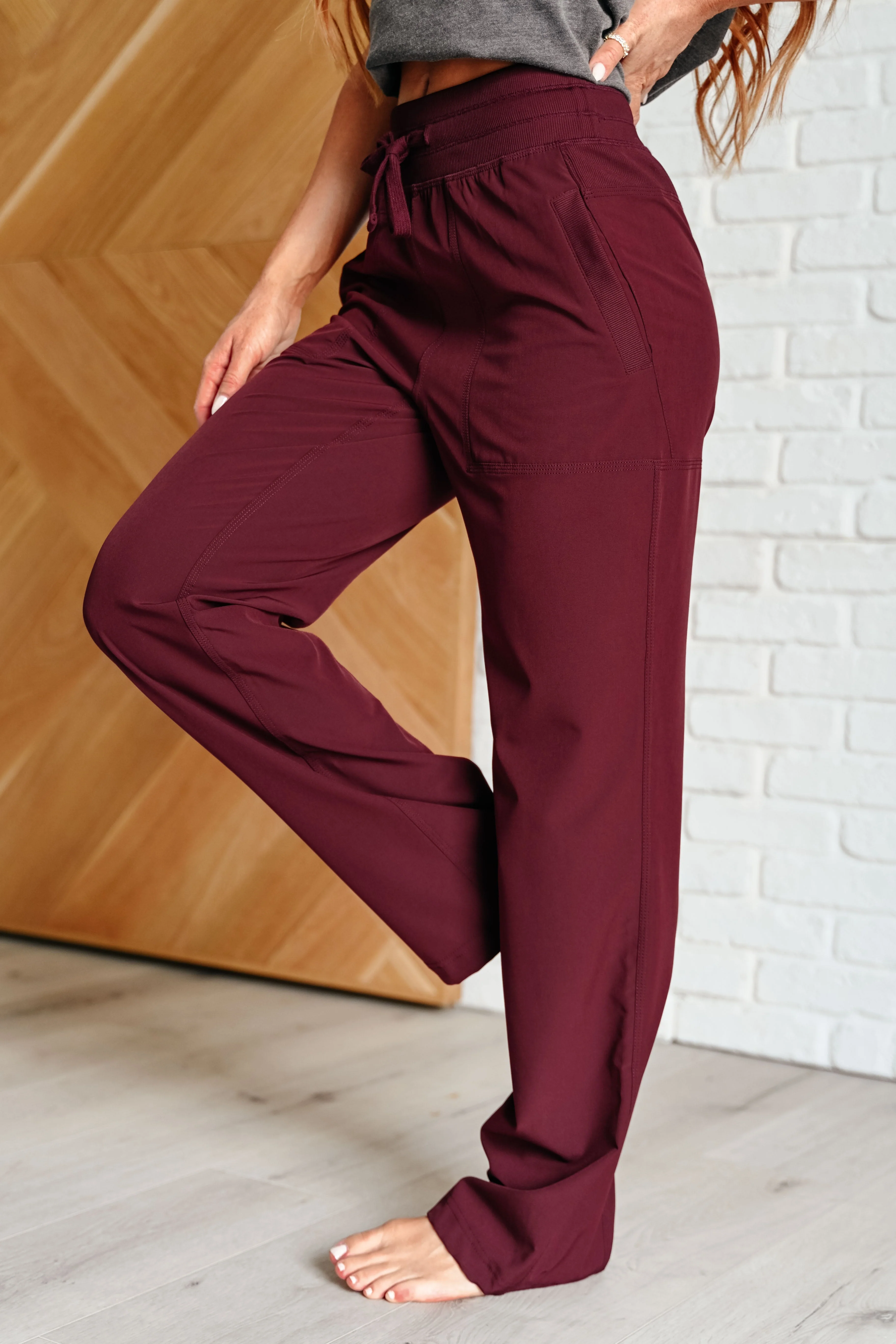 Nerea | Runner's high drawstring jogging pants in Red Merlot - Image 7