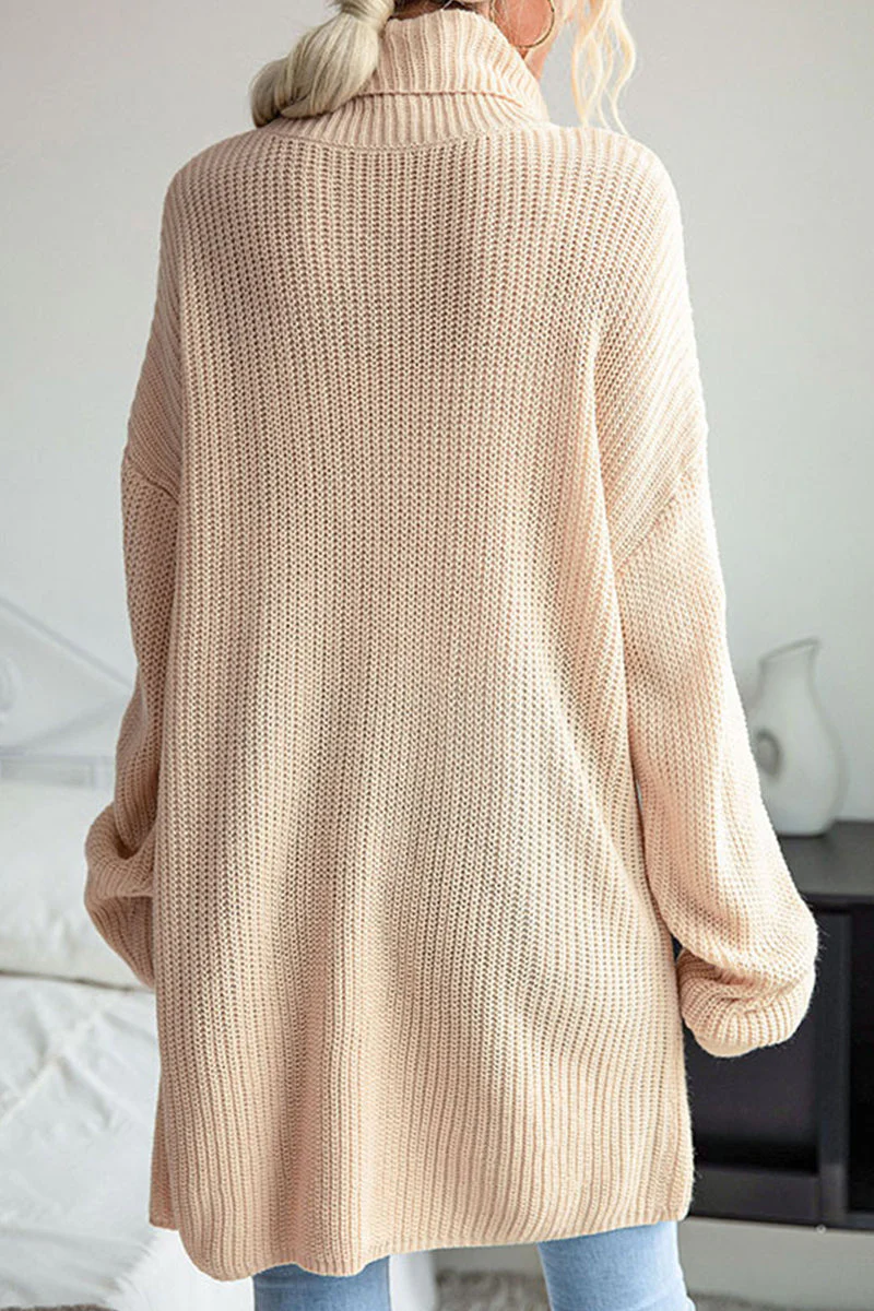Nicol | Casual plain plain turtleneck tops with slit - Image 4