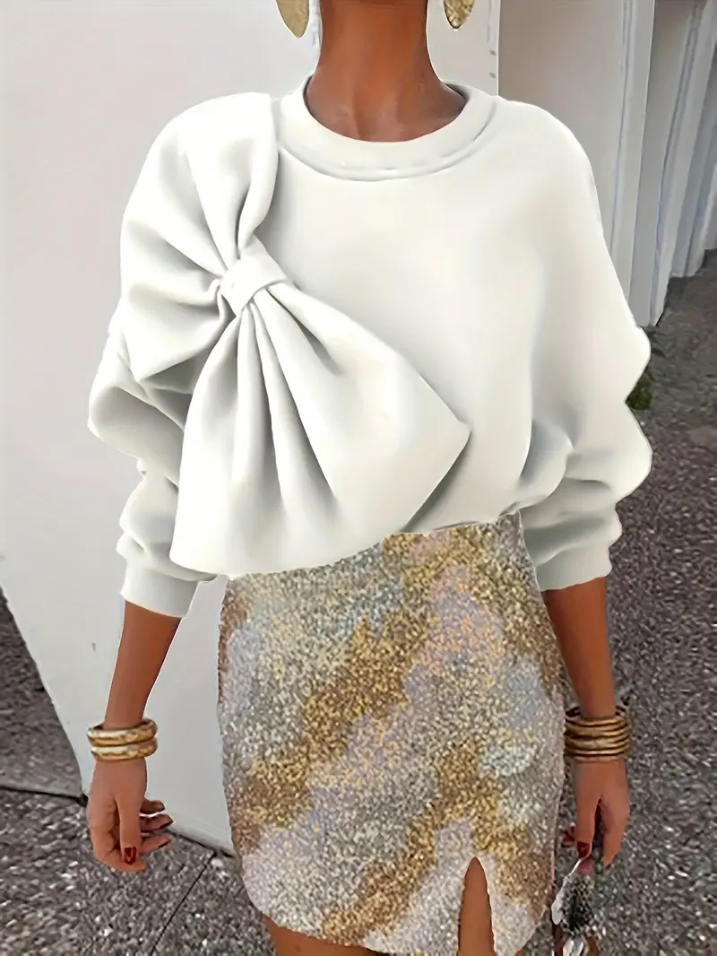Nicole® | Oversized Cotton Sweater With Bow - Image 26