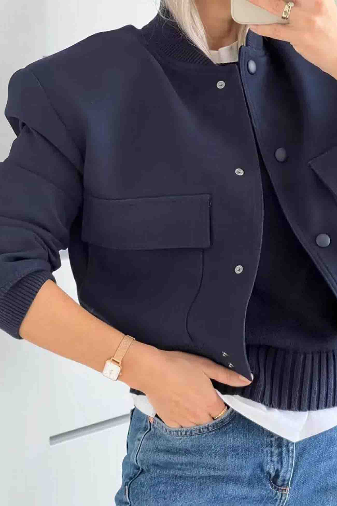 Nicole | Plain jacket with pockets and stand-up collar - Image 6