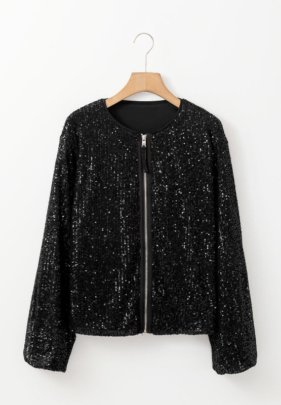 Nina | Long sleeve jacket with sequins and zip - Image 15