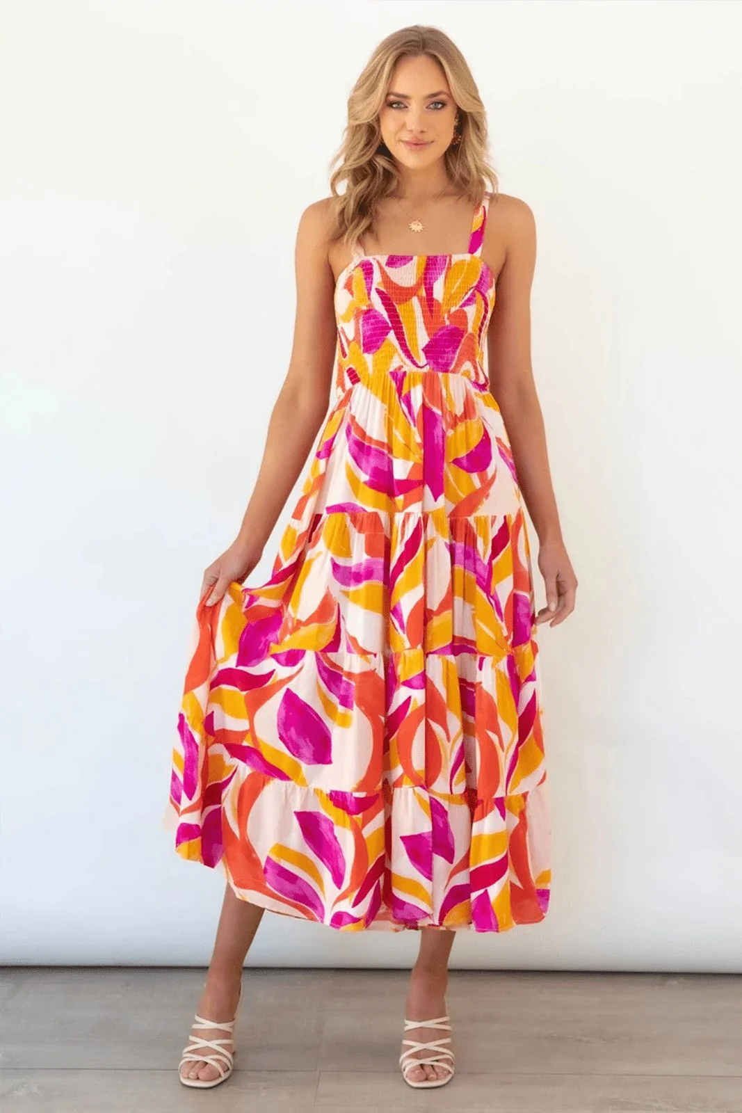 Nina® | Printed Tiered Maxi Summer Dress With Ruched Bodice - Image 5