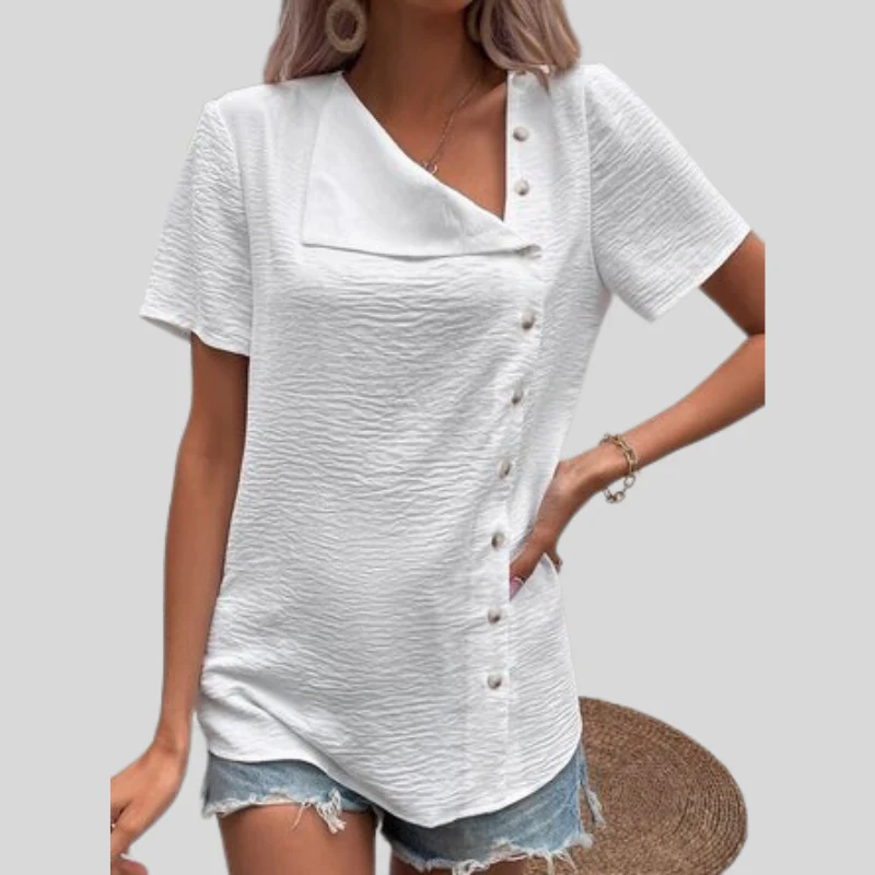 Nina® | Stylish Designer Blouse With Button Placket And Button Closure - Image 4