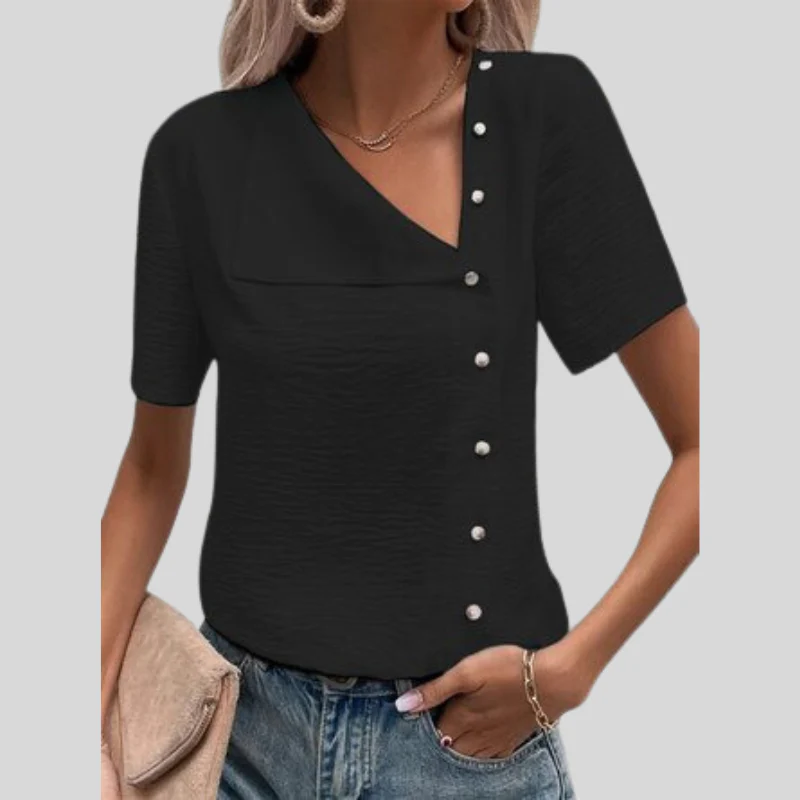Nina® | Stylish Designer Blouse With Button Placket And Button Closure - Image 5