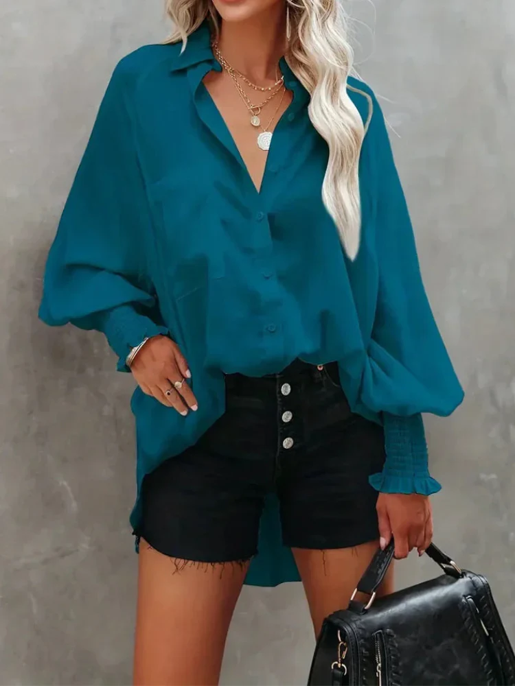 Nives® | Elegant Long-Sleeved Button-Down Polo Blouse - Image 5
