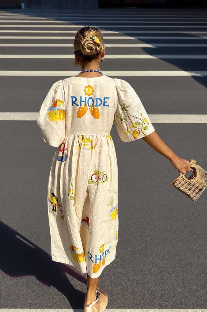 Noelia® | Printed Linen Midi Dress - Image 2
