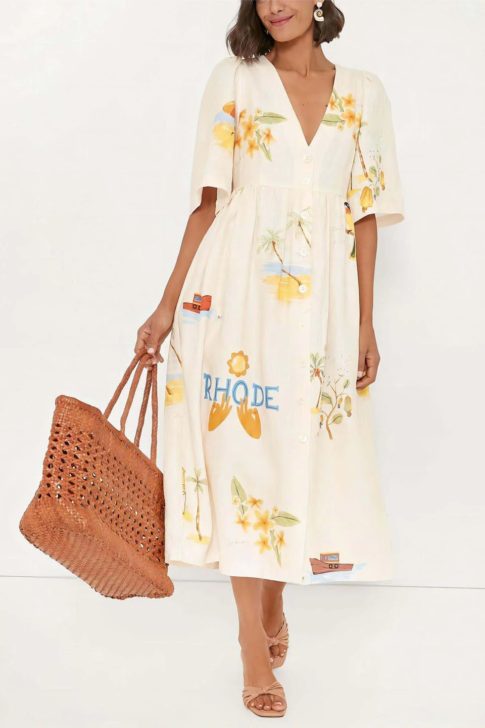 Noelia® | Printed Linen Midi Dress - Image 5