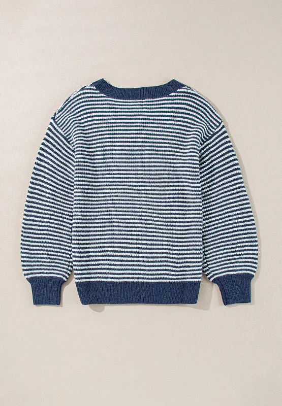 Noelia | Striped long-sleeved sweater with a boat neck - Image 7