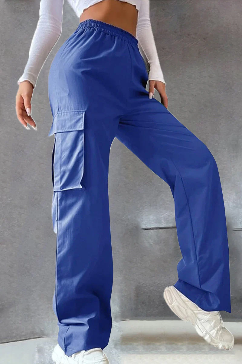 Noemí | Solid loose solid color mid waist pants with pockets - Image 6