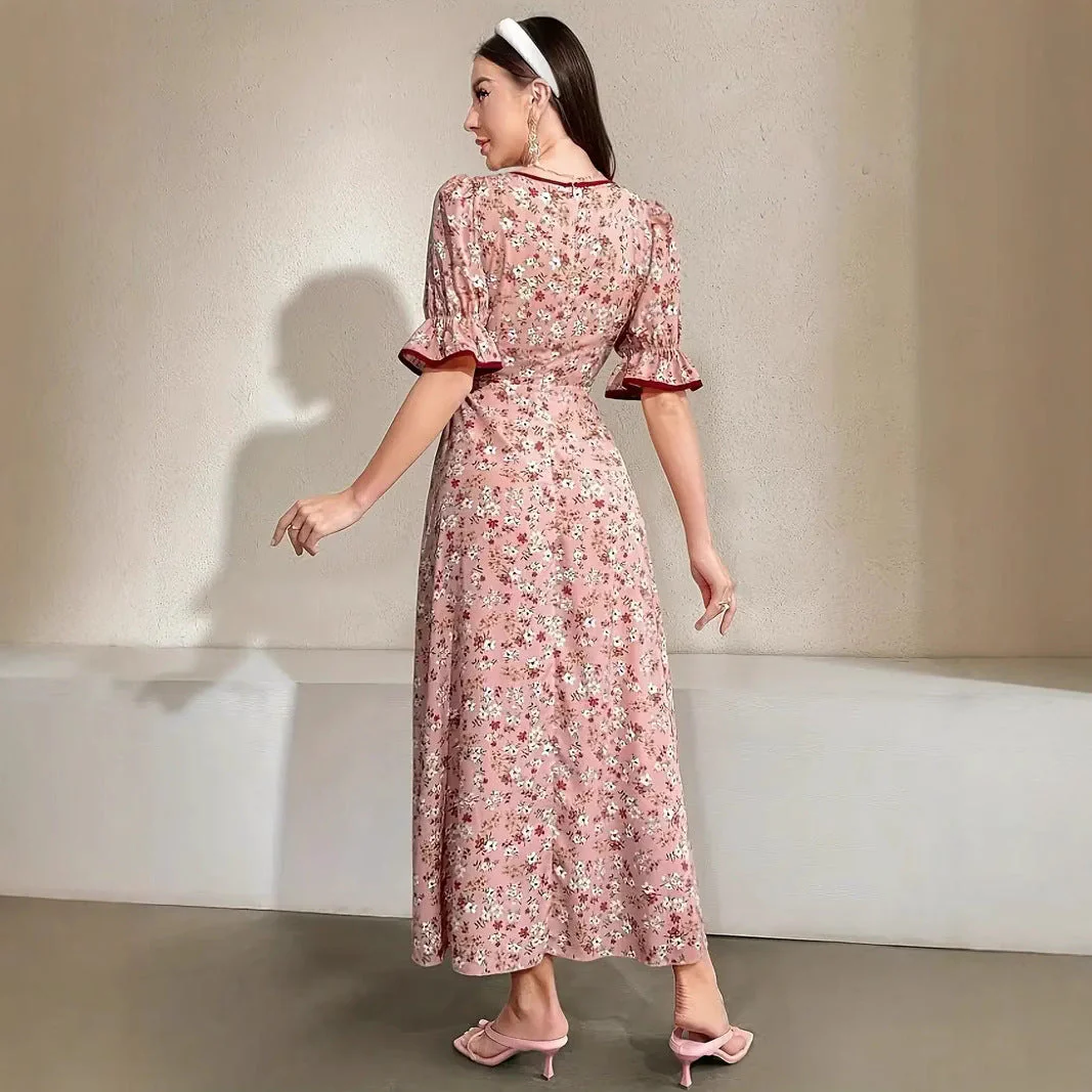 Noemí® | Women'S Floral Print Maxi Dress With Chic Square Neckline And Puff Sleeves - Image 3
