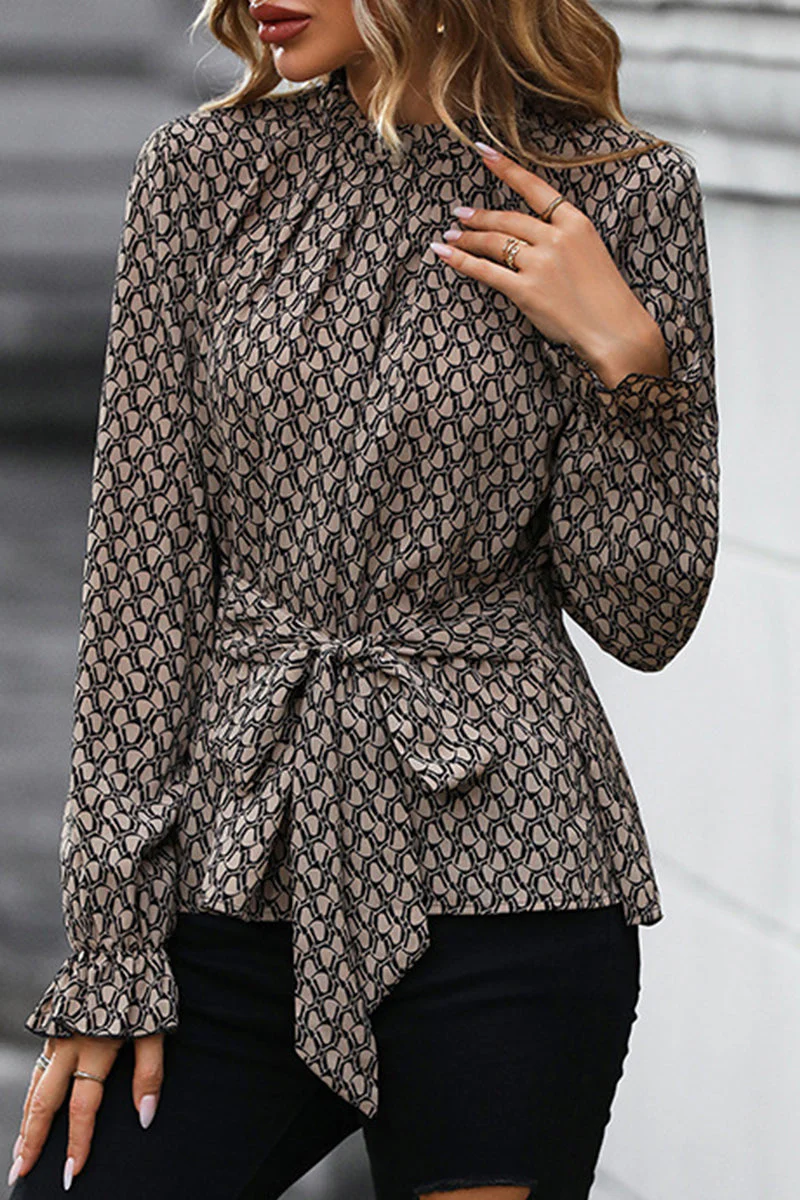 Nora | Elegant O-neck tops with leopard frenulum print - Image 3
