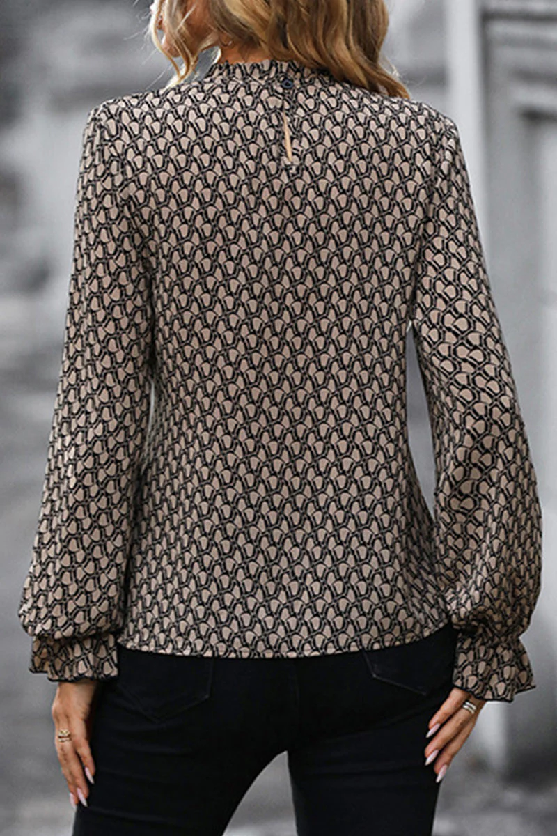 Nora | Elegant O-neck tops with leopard frenulum print - Image 4