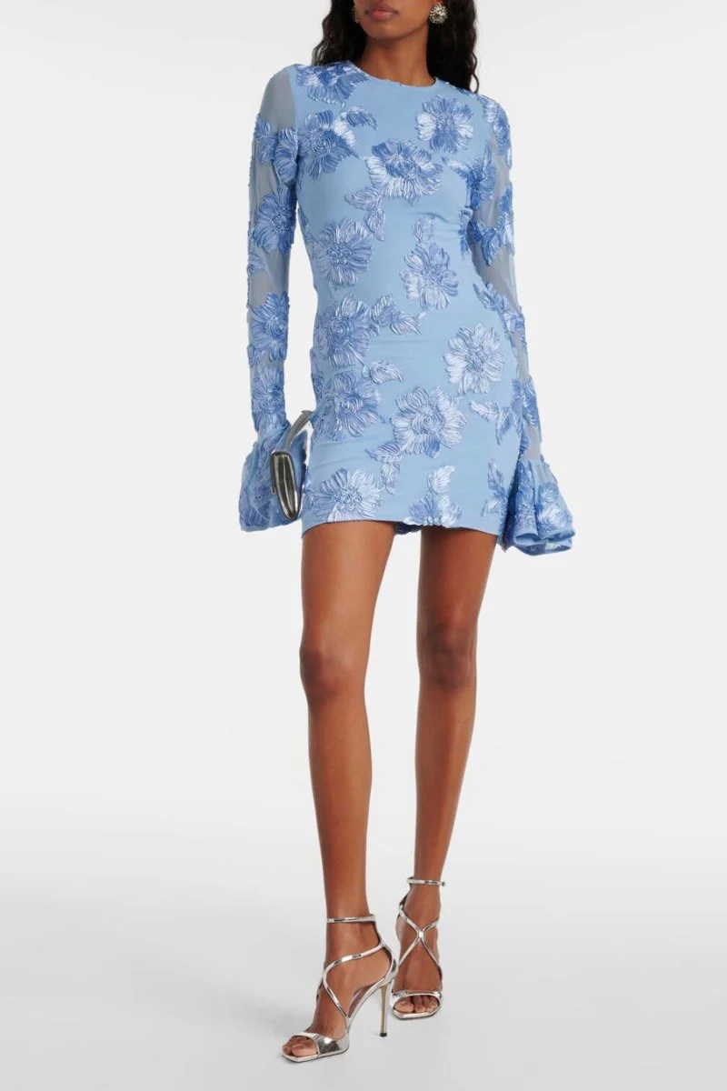 Norma® | Backless Embroidered Mesh Mini Dress - Image 10