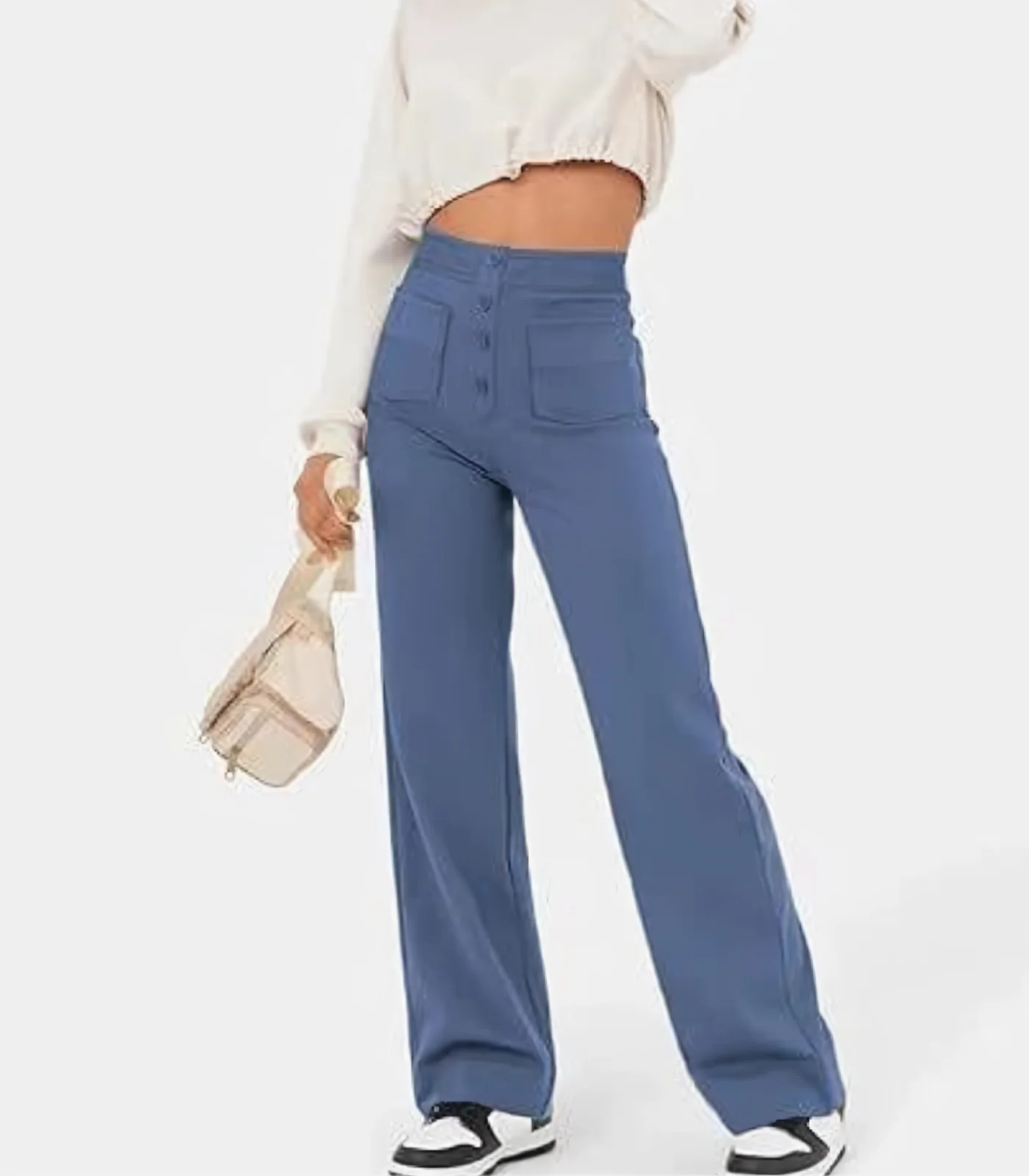 Norma® | Elasticated High Waist Trousers With Buttons - Image 10