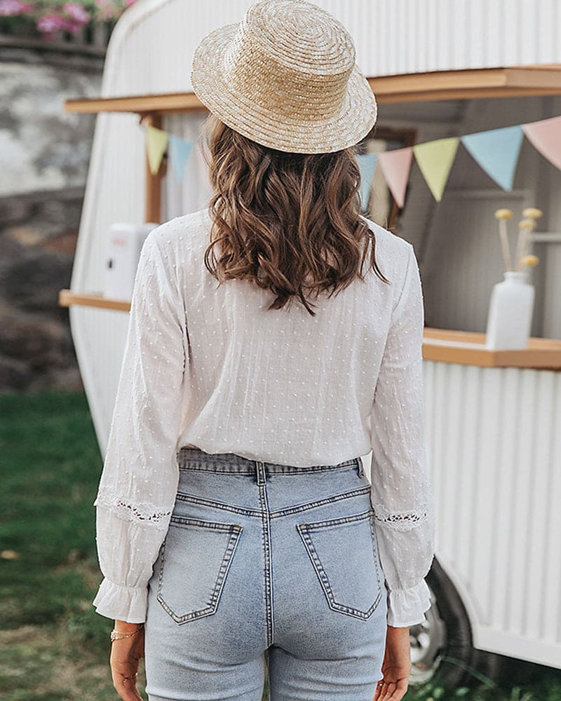 Norma® | Lace Blouse In A Solid Color - Image 3