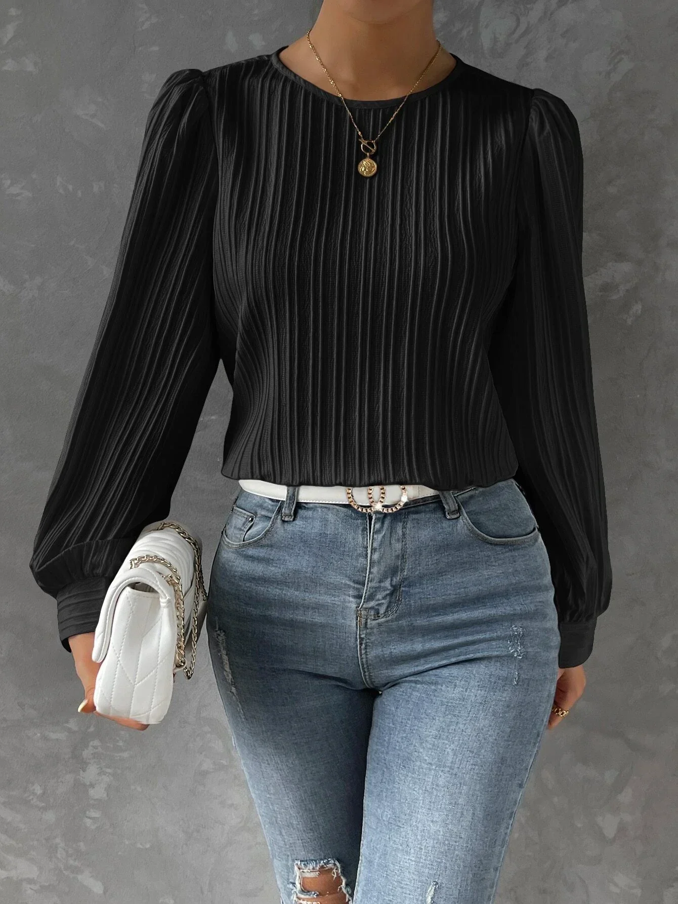 Norma® | Textured Long Sleeve Blouse - Image 5