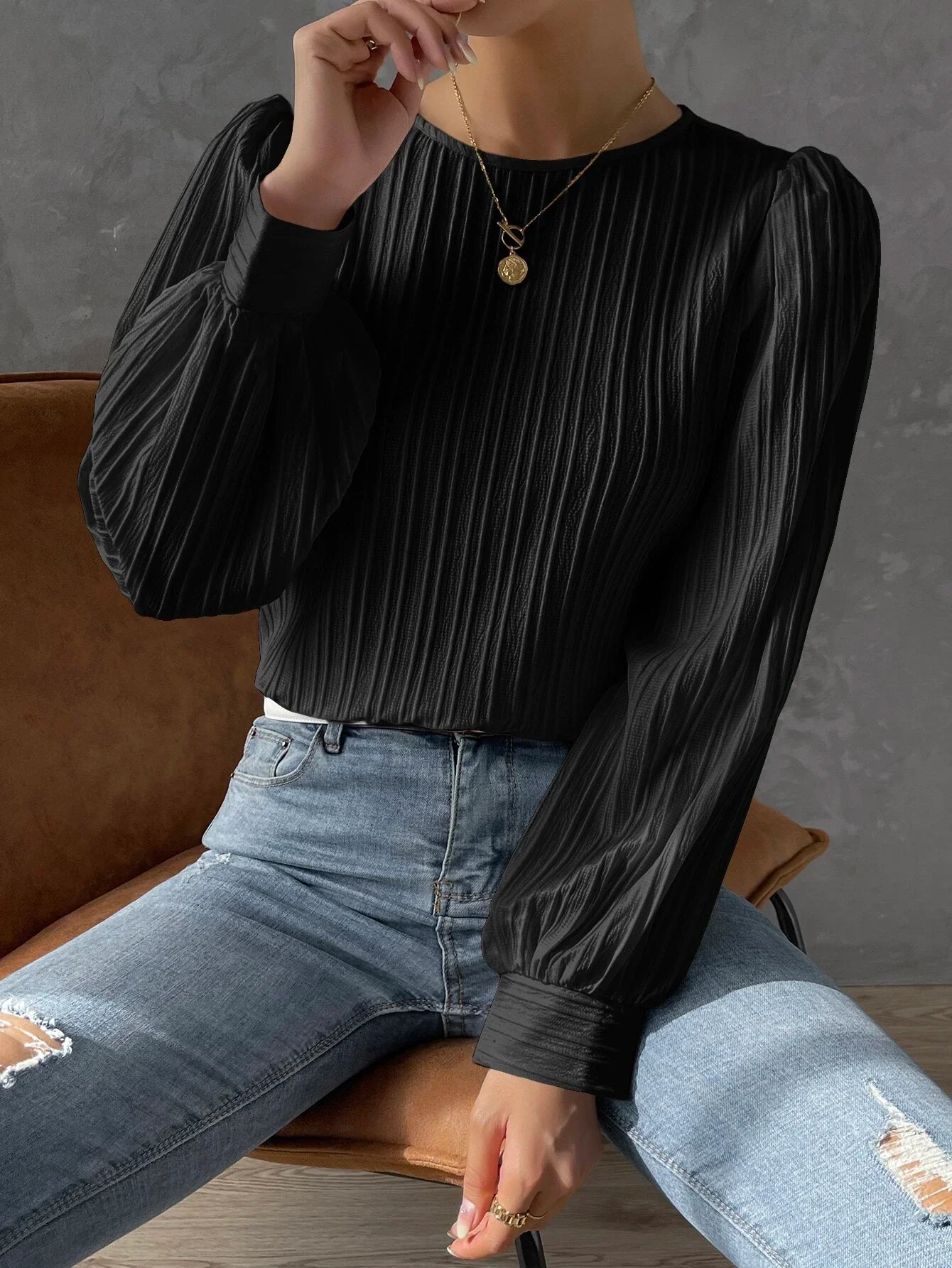 Norma® | Textured Long Sleeve Blouse - Image 6