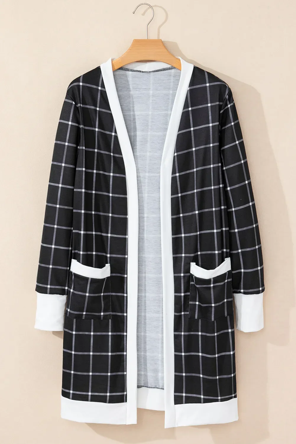 Nuria | Checked long sleeve cover with open front - Image 2